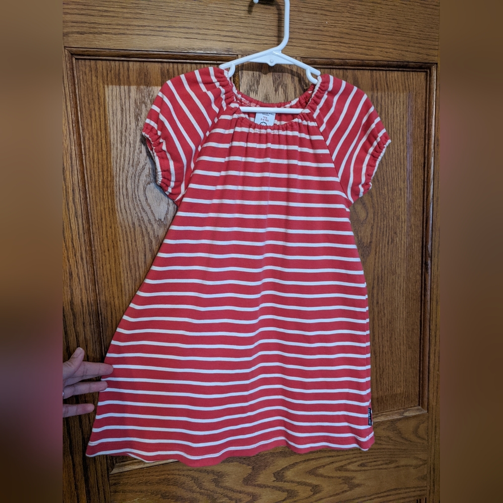 Polarn O. Pyret pink and white striped dress